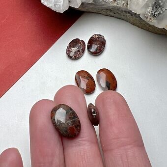 Alternative view of 14x10mm Smooth Oval Red Jasper Paired Beads