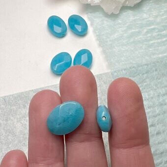 Alternative view of 14x10mm Faceted Oval Dyed Blue Jade Paired Beads