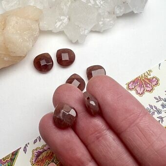 Alternative view of 11mm Faceted Sweetheart Drop Dyed Chocolate Jade Paired Beads