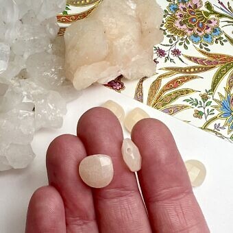 Alternative view of 11mm Faceted Sweetheart Drop Dyed Peach Jade Paired Beads