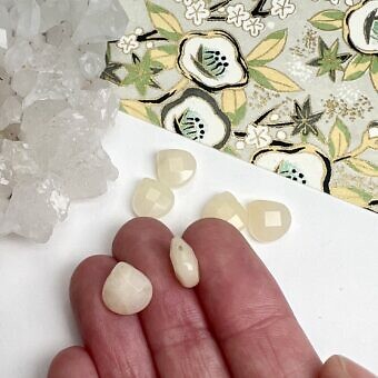 Alternative view of 10mm Faceted Sweetheart Drop Dyed Yellow Jade Paired Beads