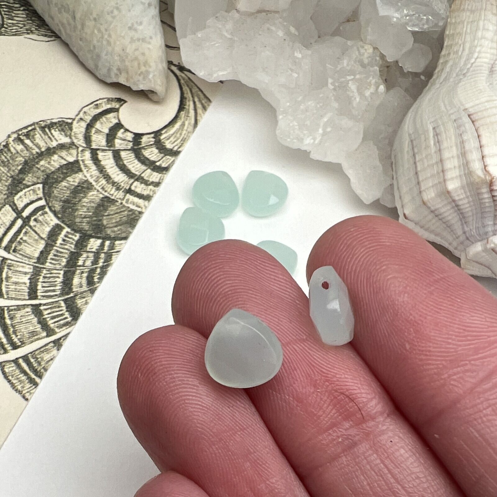 8mm Faceted Teardrop Ocean Blue Chalcedony Paired Beads - Image 2