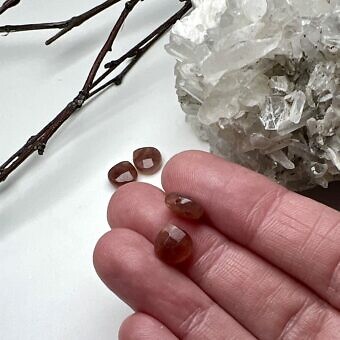 Alternative view of 8mm Faceted Sweetheart Drop Dyed Chocolate Jade Paired Beads