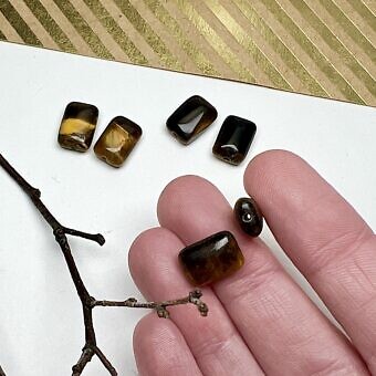 Alternative view of 12x9mm Smooth Rectangle Tiger Eye Paired Beads