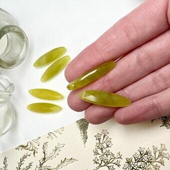 Alternative view of 27x8mm Faceted Marquise Olive Jade Paired Beads