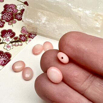 Alternative view of 6x8mm Smooth Oval Dyed Pink Coral Paired Beads