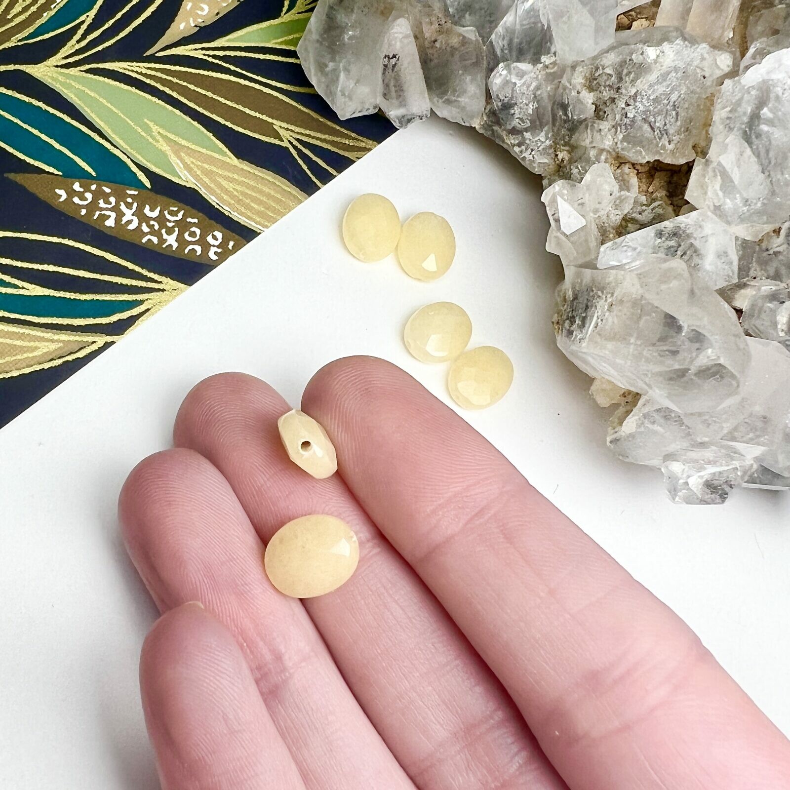 10x8mm Faceted Oval Dyed Yellow Jade Paired Beads - Image 2