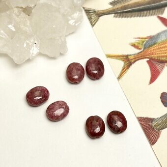 Rhodonite oval paired beads