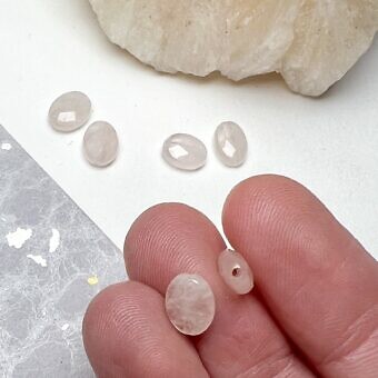 Alternative view of 8x6mm Faceted Oval Rose Quartz Paired Beads