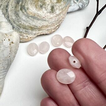 Alternative view of 10x8mm Faceted Oval Rose Quartz Paired Beads