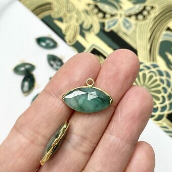 Alternative view of Emerald Faceted Evil Eye 22kt Gold Plated Copper - Pendants Charms (May)