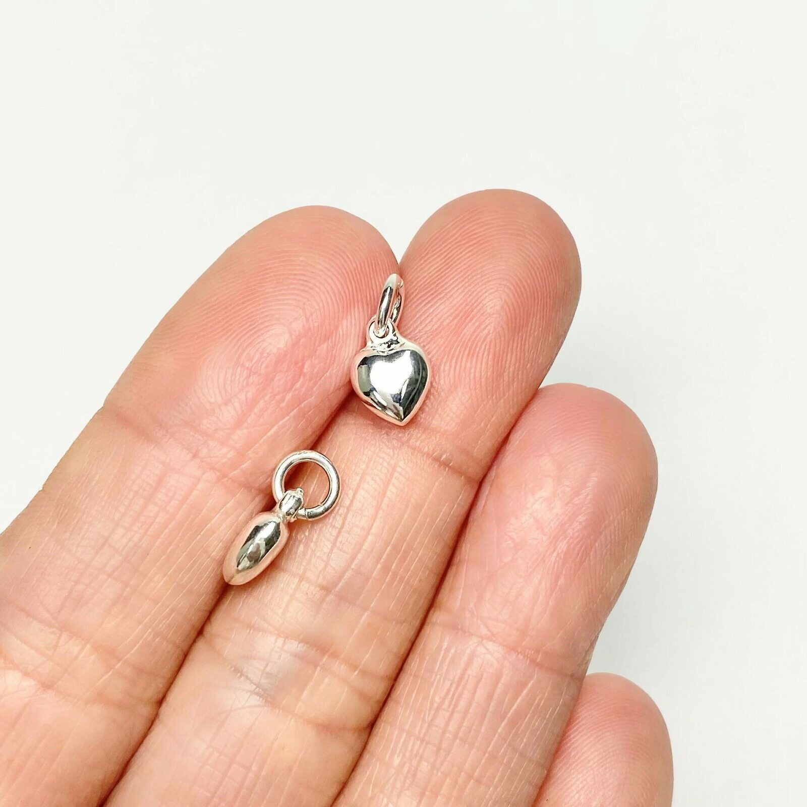 Tiny Puffy Heart Sterling Silver .925 - Pendants Charms - Image 2