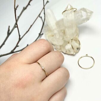 Alternative view of 2mm Rainbow Bello Opal (synthetic) Stacking Ring 14kt Gold Filled Size 6