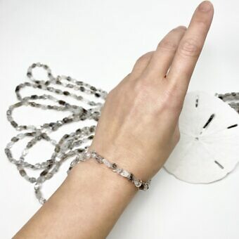 Alternative view of 5x8mm Salt and Pepper Herkimer Diamond Rutilated Quartz Nugget Beads