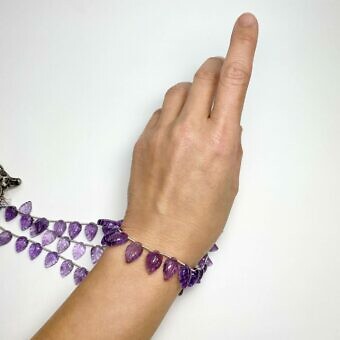 Alternative view of 9x13.5mm Carved Leaf Purple Amethyst Beads