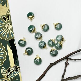 Emerald Smooth Coin 22kt Gold Plated Copper - Pendants Charms (May)