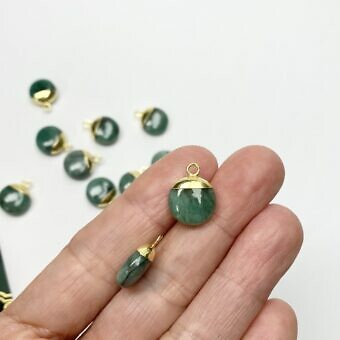 Alternative view of Emerald Smooth Coin 22kt Gold Plated Copper - Pendants Charms (May)