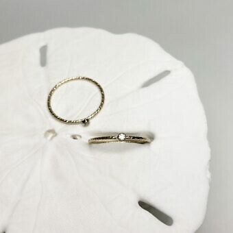 Tiny 2mm Clear Round Bezel Set CZ Crystal Sparkle Twist Stacking Ring 14kt Gold Filled Size 6