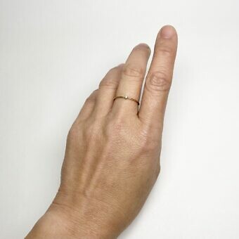 Alternative view of Tiny 2mm Clear Round Bezel Set CZ Crystal Sparkle Twist Stacking Ring 14kt Gold Filled Size 6