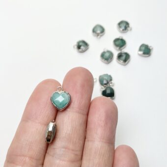 Alternative view of Emerald Small Faceted Heart Sterling Silver Plated Copper - Pendants Charms (May)