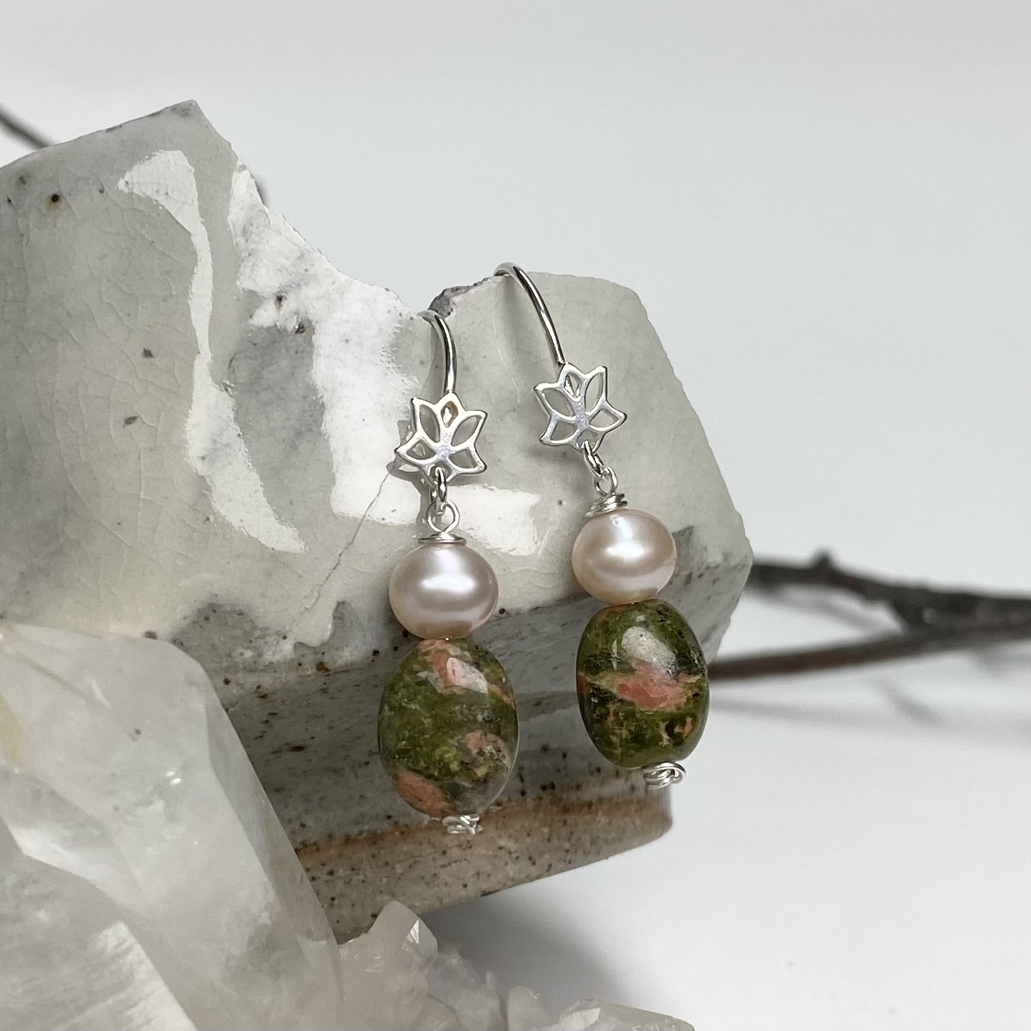10x8mm Smooth Oval Pink & Green Unakite Paired Beads - Image 3