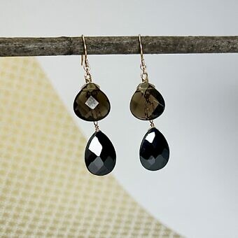 Alternative view of 16x12mm Black Faceted Flat Pear Teardrop Cubic Zirconia Crystals Beads