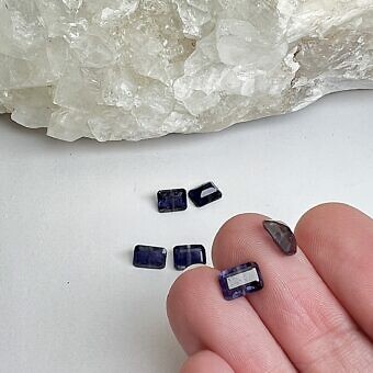 Alternative view of 7x5mm Emerald Cut Pointed Back Iolite Paired Beads