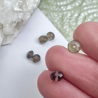 Alternative view of 4x5mm Paired Faceted Rondelle Smoky Quartz Paired Beads