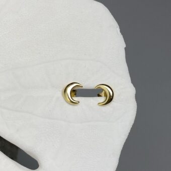 Smooth Puffy Crescent Moon Phase Studs Earring 14kt Gold Plated Sterling Silver .925 - Protective Coating