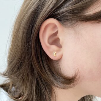 Alternative view of Smooth Puffy Crescent Moon Phase Studs Earring 14kt Gold Plated Sterling Silver .925 - Protective Coating
