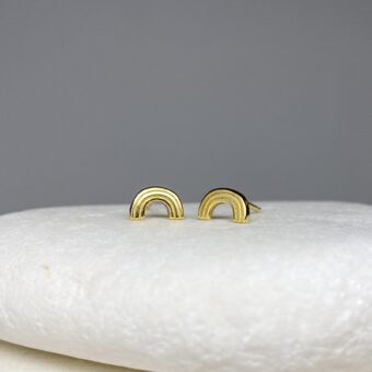 Mini Rainbow Studs Earring 14kt Gold Plated Sterling Silver .925 - Protective Coating