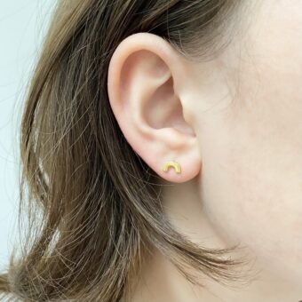 Alternative view of Mini Rainbow Studs Earring 14kt Gold Plated Sterling Silver .925 - Protective Coating