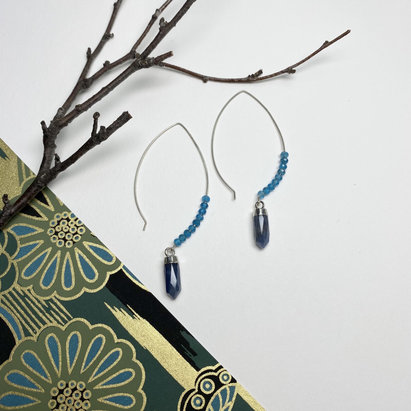 Large Marquise Hook Earrings Sterling Silver .925 - Image 3