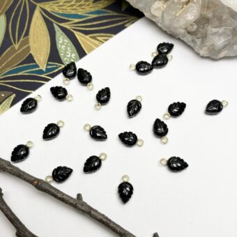 black onyx leaves charms