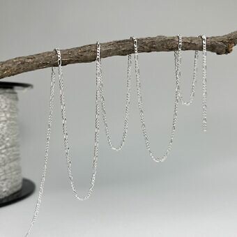 Small Flat Figaro Chain By the Meter Sterling Silver .925