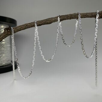 Half Flat Oval Mariner Chain By the Meter Sterling Silver .925