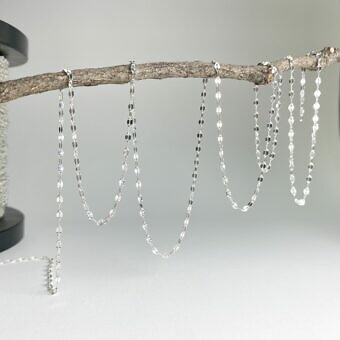 Mini Half Flat Dapped Oval Chain By the Meter Sterling Silver .925