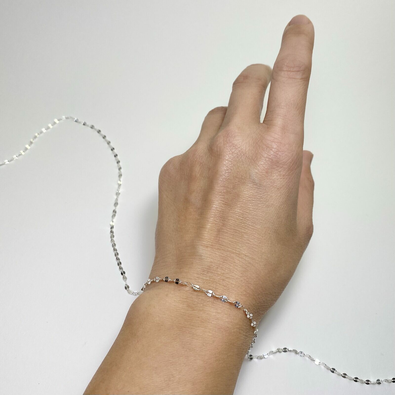 2.40mm Half Flat Dapped Oval Chain By the Meter Sterling Silver .925 - Image 2
