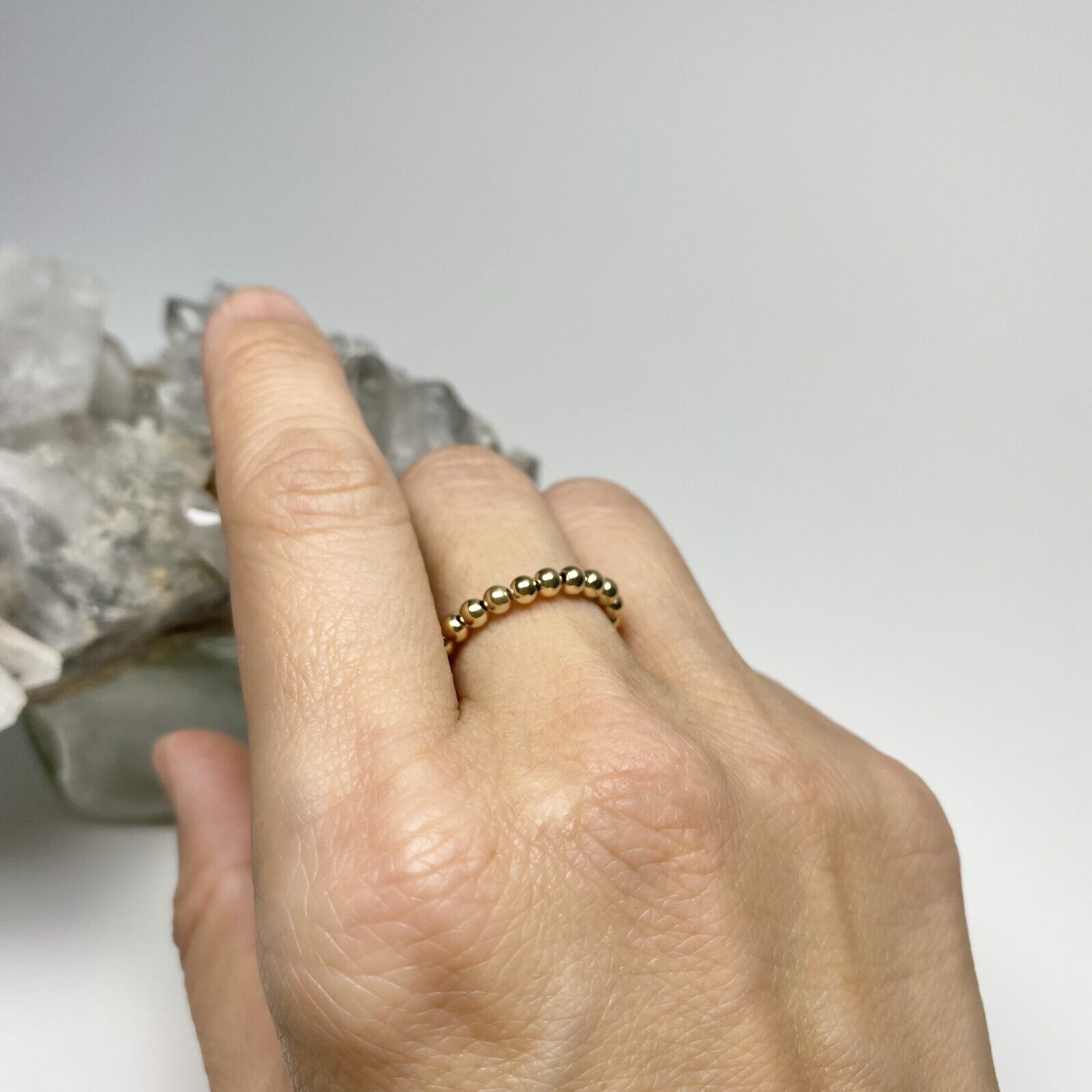 Flex 3mm Bead Stretchy Stacking Ring 14kt Gold Filled Size 5 - Image 3