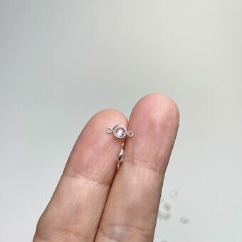 Alternative view of 4mm Crystal Clear Round Bezel Set CZ Sterling Silver .925 Birthstones - Connectors Pendants Charms (April)