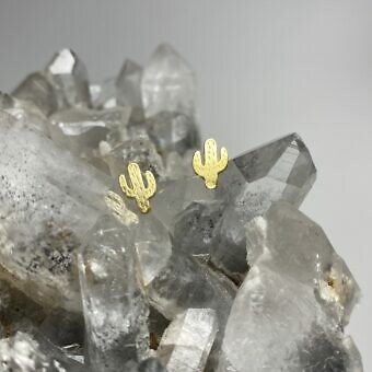 Arizona Cactus Stud Earrings Satin 14kt Gold Vermeille Amoracast