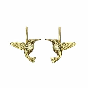 Hummingbird Effortless Hooks Earrings Satin 14kt Gold Vermeille Amoracast
