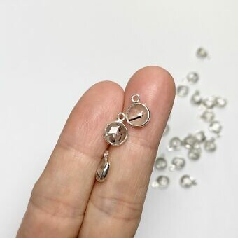 Alternative view of 7.50mm Mini Black Rutilated Opaque Quartz Faceted Bubble Bezel Set 22kt Gold Vermeille - Pendants Charms