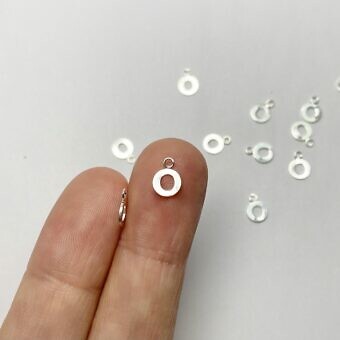 Alternative view of Letter O Initials Cut-Out Disc Sterling Silver .925 - Pendants Charms