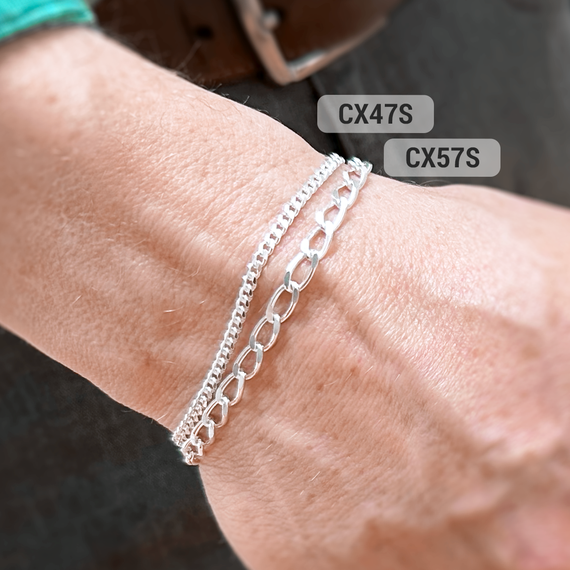 7 Inches Sample 4.65mm Heavy Oval Curb Chain Sterling Silver .925 - Image 5