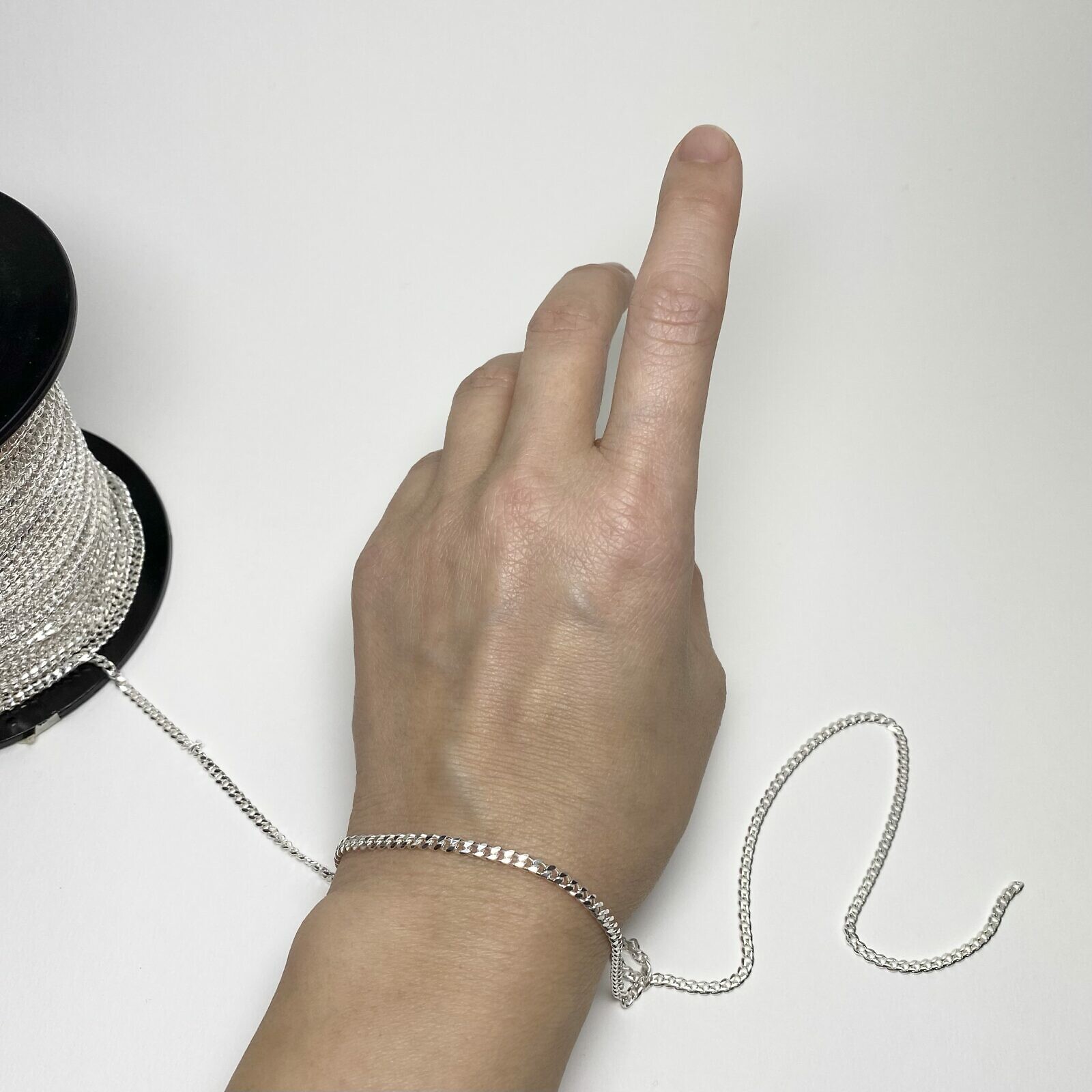 2.70mm Curb Chain By the Meter Sterling Silver .925 - Image 2