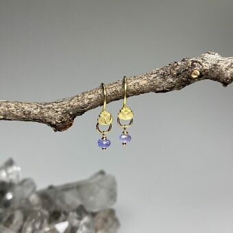 Alternative view of Sacred Lotus Flower Effortless Hooks Earrings Satin 14kt Gold Vermeille Amoracast