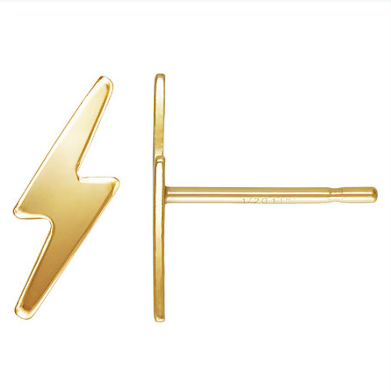 Smooth Lightning Bolt Stud Earrings 14kt Gold Filled - Image 3