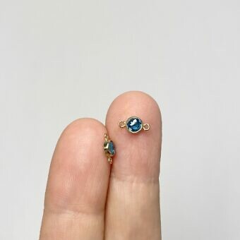 Alternative view of 4mm Sapphire Round Bezel Set CZ Crystal 14kt Gold Filled Birthstones - Connectors Pendants Charms (September)