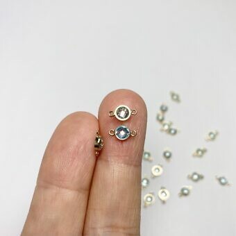 Alternative view of 4mm Aquamarine Round Bezel Set CZ Crystal 14kt Gold Filled Birthstones - Connectors Pendants Charms (March)